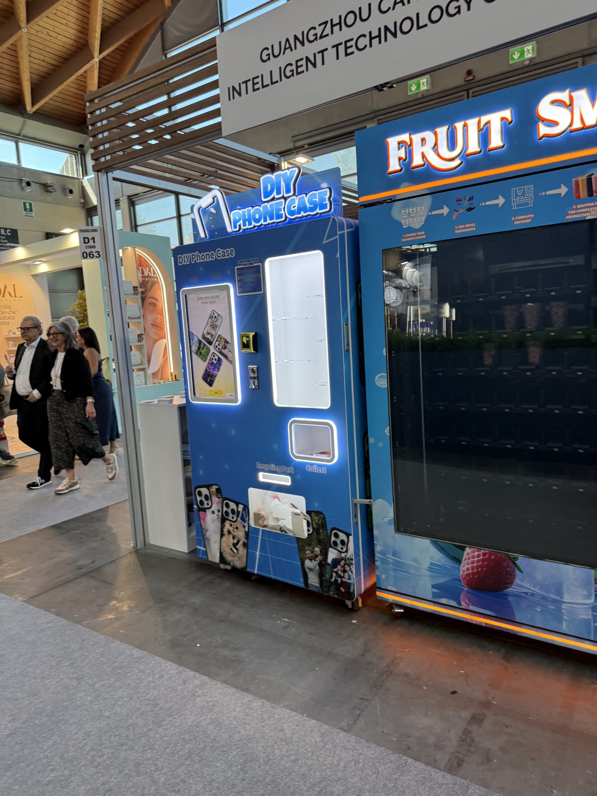 Smoothie vending machine positioned as a premium fresh drink option rather than conventional vending