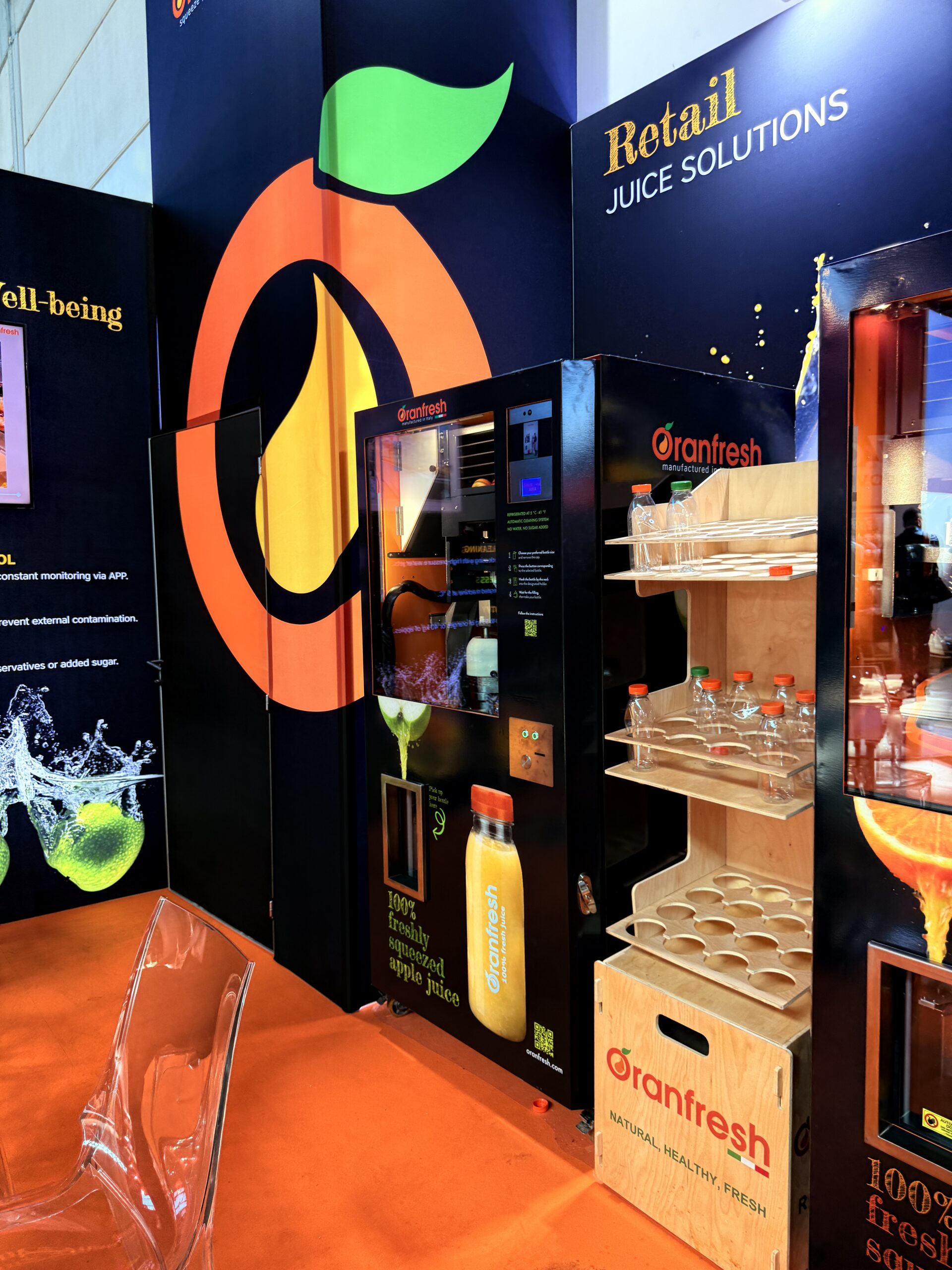 Fresh juice vending machine interface, easy self serve experience for members