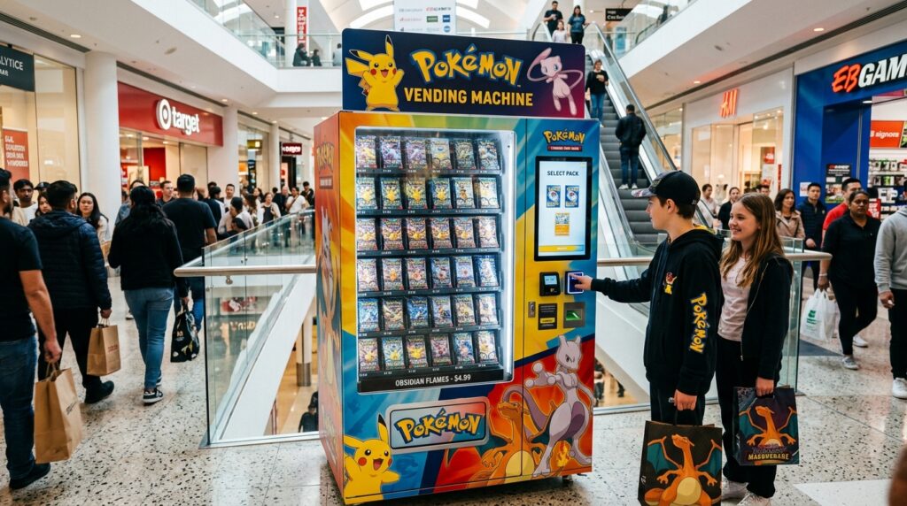 Pokemon vending machine placed in a busy mall 