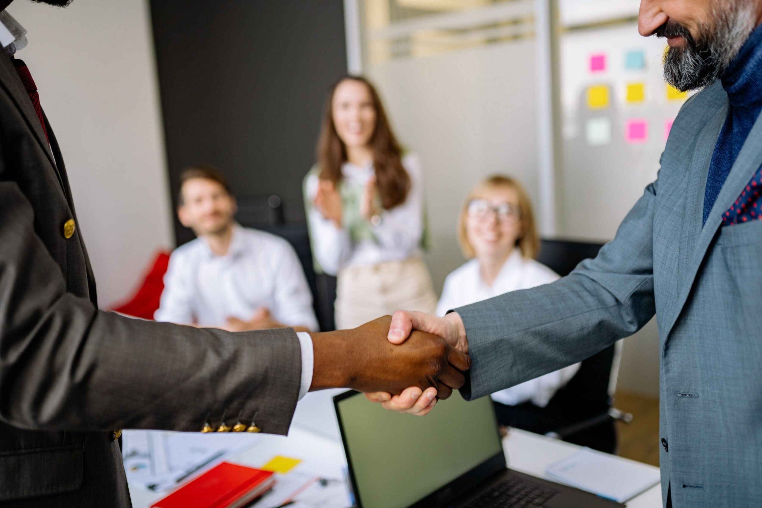 Vending operator meeting a property manager to place machines